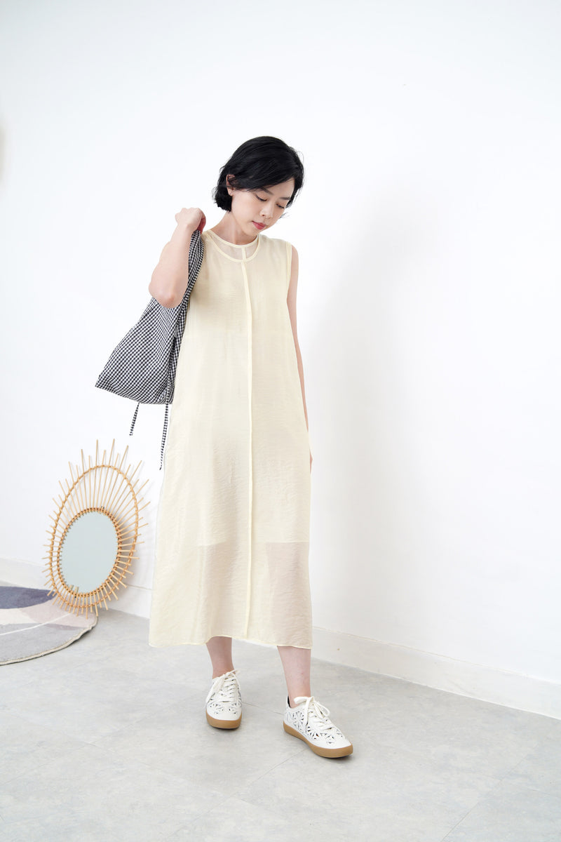 Lemon chiffon vest dress in double layering