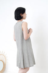 Grey checked pleats dress