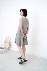 Grey checked pleats dress