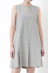 Grey checked pleats dress
