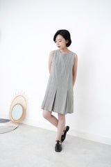 Grey checked pleats dress