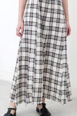 Checked maxi dress in fringe trimmed