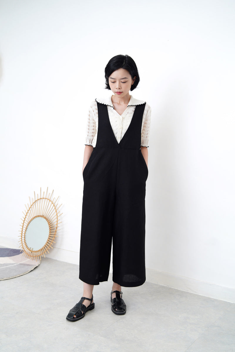 Black linen jumpsuit