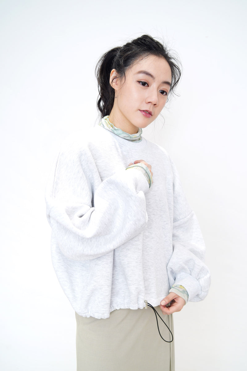 Aqua green loose collar inner in marble print