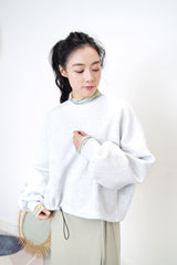 Aqua green loose collar inner in marble print