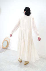 Ivory high neck chiffon maxi dress in glitters