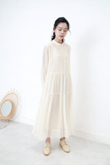 Ivory high neck chiffon maxi dress in glitters