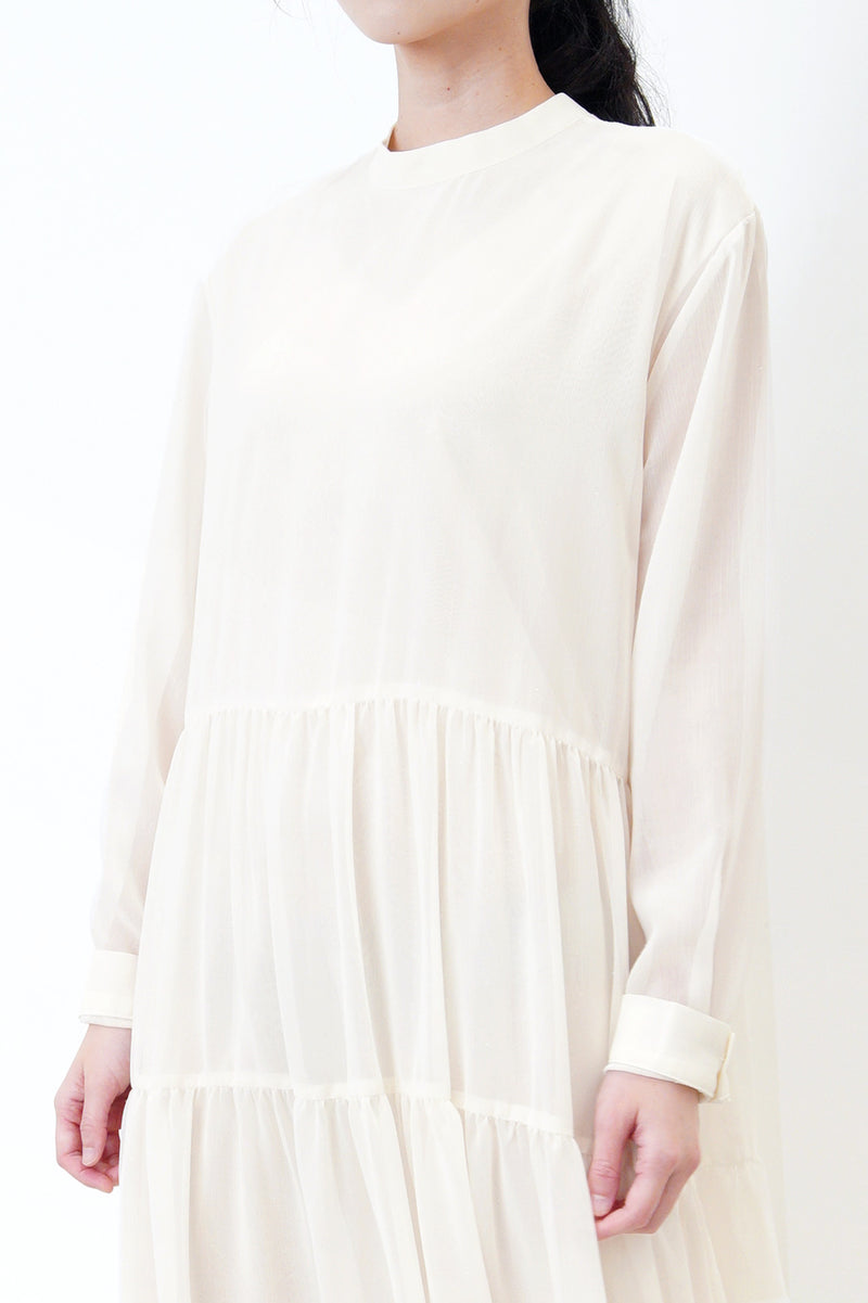 Ivory high neck chiffon maxi dress in glitters