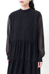 Black high neck chiffon maxi dress in glitters