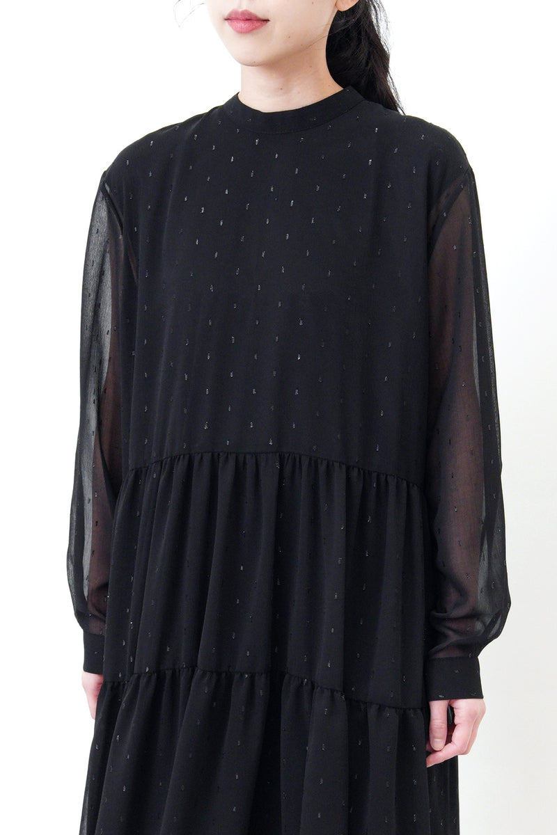Black high neck chiffon maxi dress in glitters