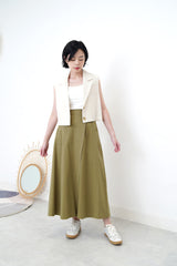 Ivory vest jacket in crop cut