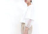 White shirt blouse w/ organza sleeves