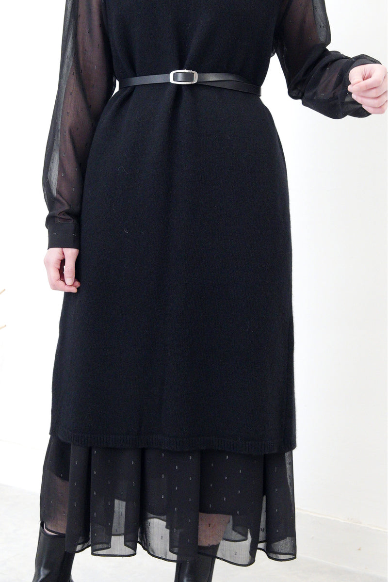 Black high neck chiffon maxi dress in glitters