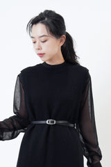 Black high neck chiffon maxi dress in glitters