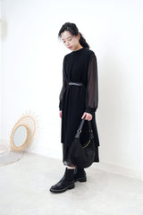 Black high neck chiffon maxi dress in glitters