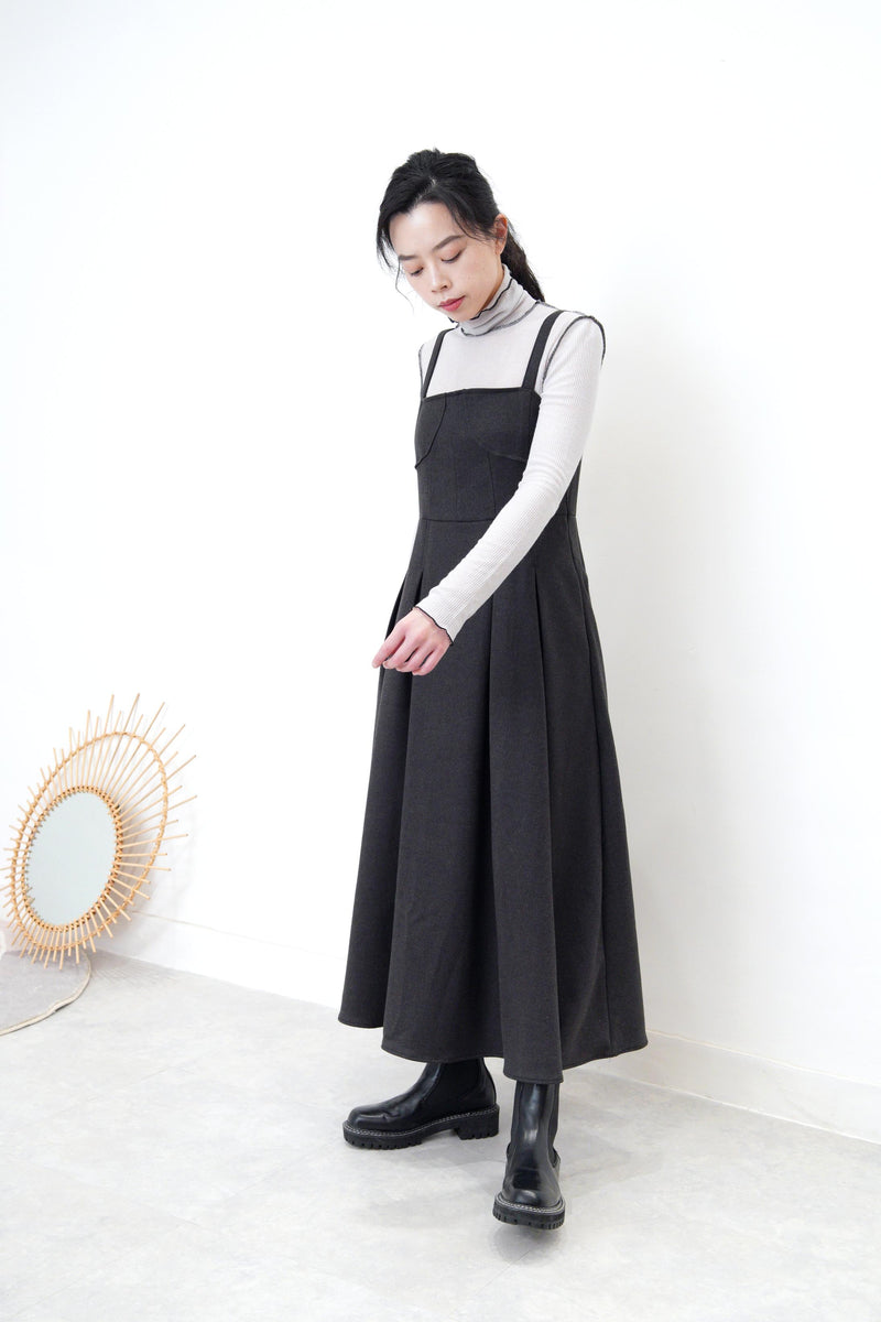 Charcoal grey corset dress in detail pleats