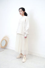 Ivory high neck chiffon maxi dress in glitters