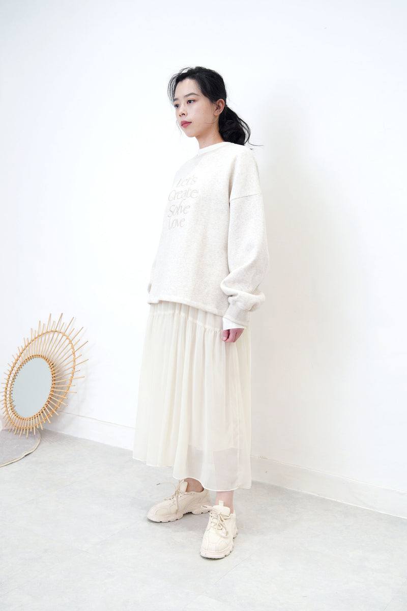 Ivory high neck chiffon maxi dress in glitters