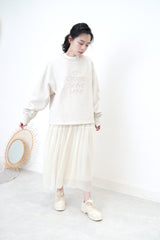 Ivory high neck chiffon maxi dress in glitters