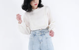 Light wash out blue mom jeans in vintage style