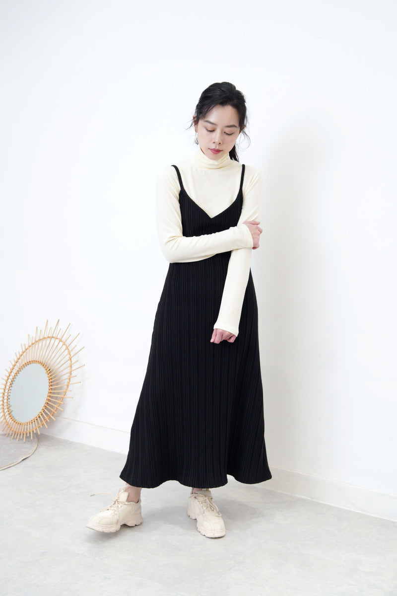 Black texture cami dress
