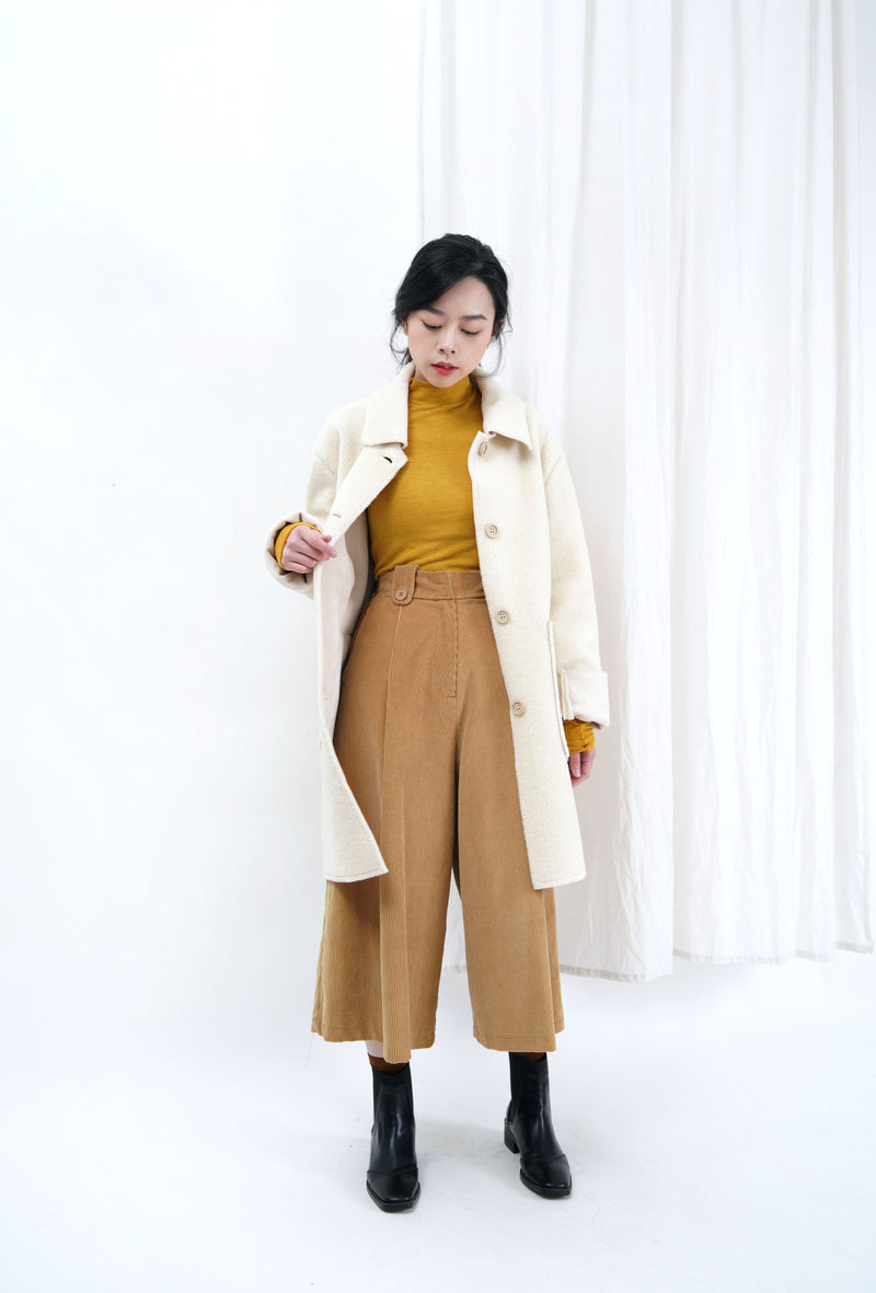 Ivory double sided faux fur coat