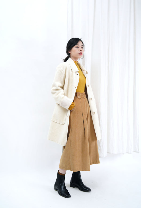 Ivory double sided faux fur coat