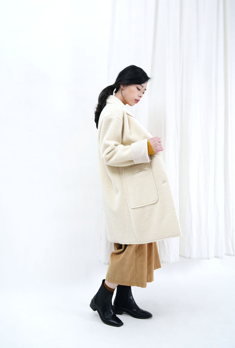Ivory double sided faux fur coat