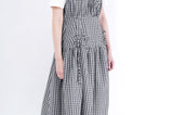 B/w checked dress w/ string details