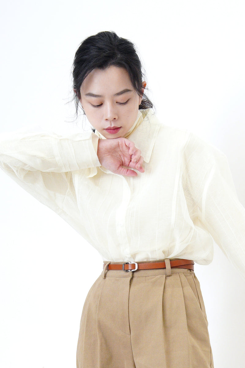 Ivory sheer texture shirt