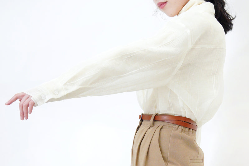 Ivory sheer texture shirt