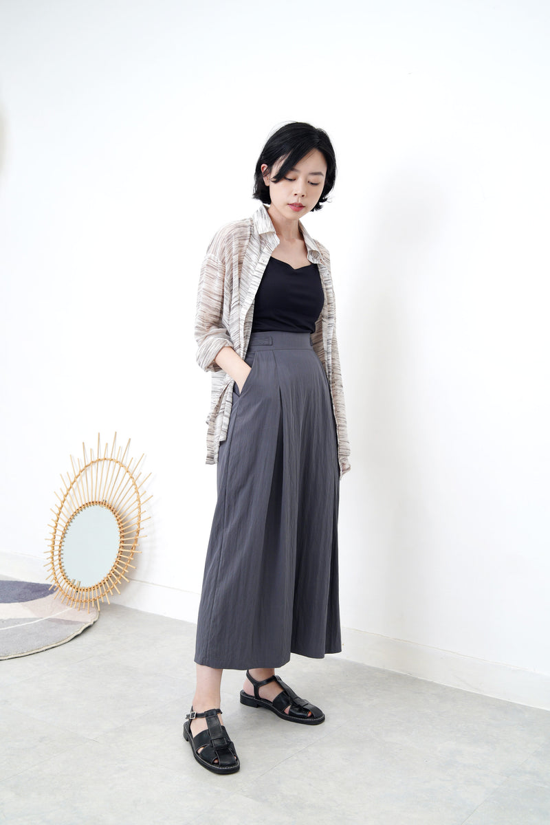 Beige chiffon shirt in stripes print