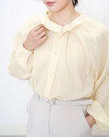 2 ways texture blouse in peplum collar