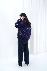 Purple bule texture knit jacket