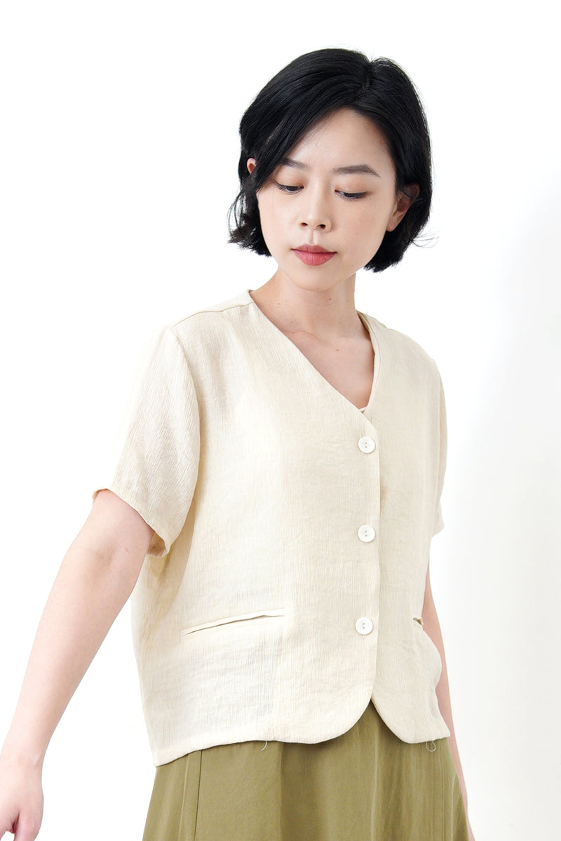 Beige linen summer blazer