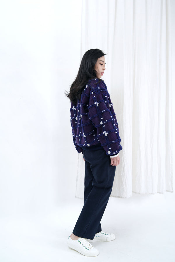 Purple bule texture knit jacket