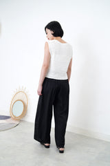 White u neck collar crochet vest