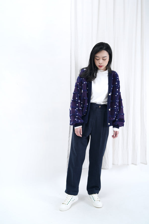 Purple bule texture knit jacket