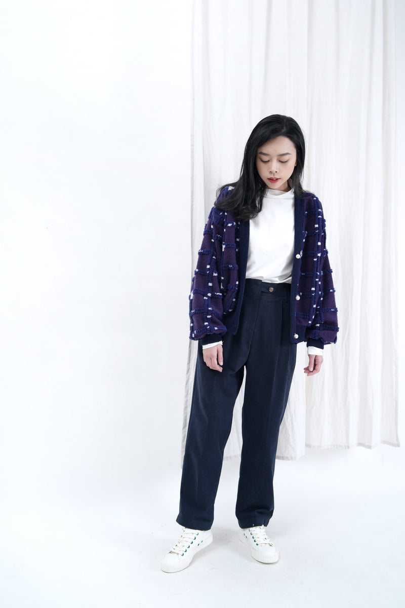 Purple bule texture knit jacket