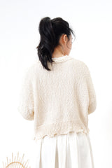 Wheat fringe trimmed cardigan in premium cotton
