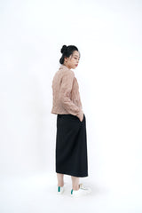 Lotus pink shirt blouse in wrinkle texture