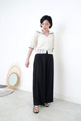 Ivory crochet cardi w/ contrast fringe