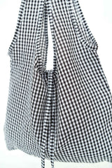 Black checked shopper w/ strings
