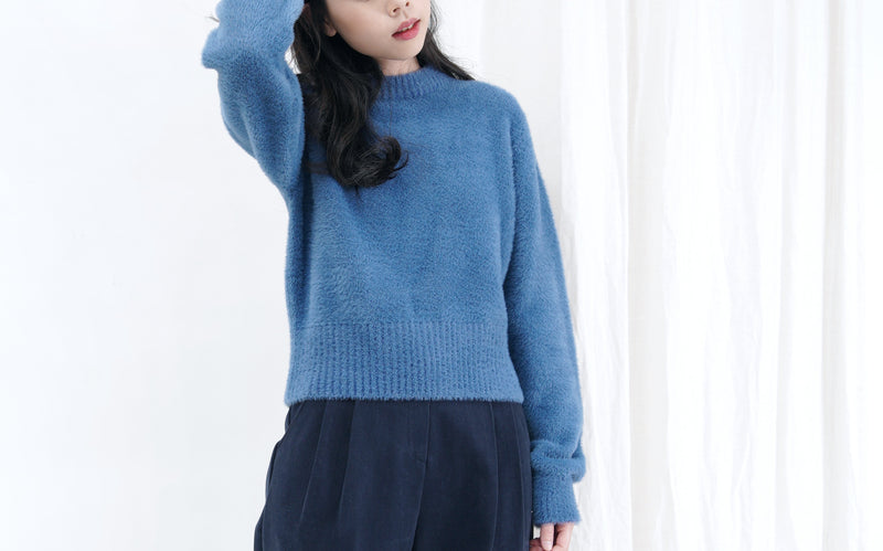 Sea blue fury smooth crop sweater