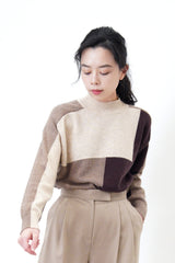 Brown tone color block sweater