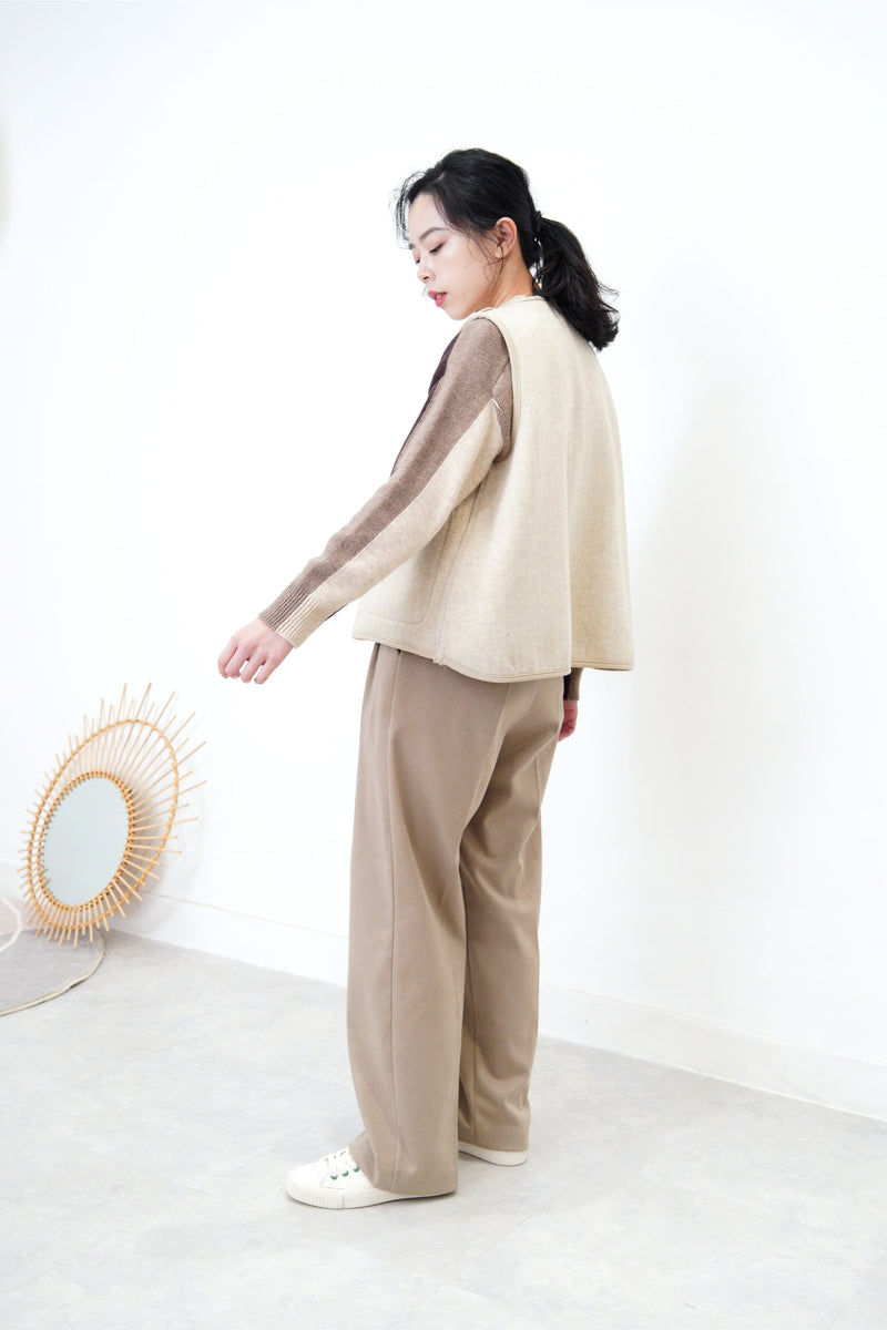 Brown tone color block sweater