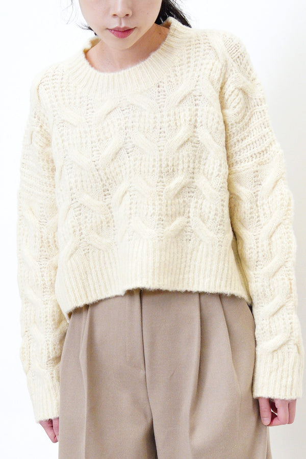 Ivory crop cut sweater in twist patter