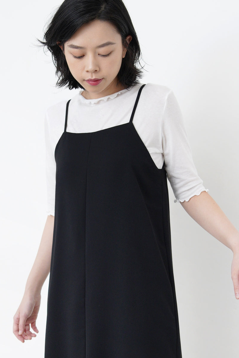 Black cami one piece w/ organza stepped hem