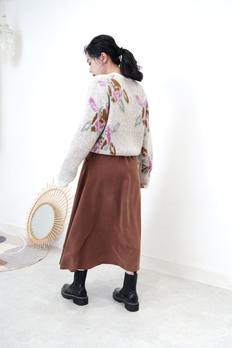 Maroon flare cut skirt in elastic waist