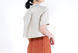 Oatmeal linen crop top w/ detail buttons